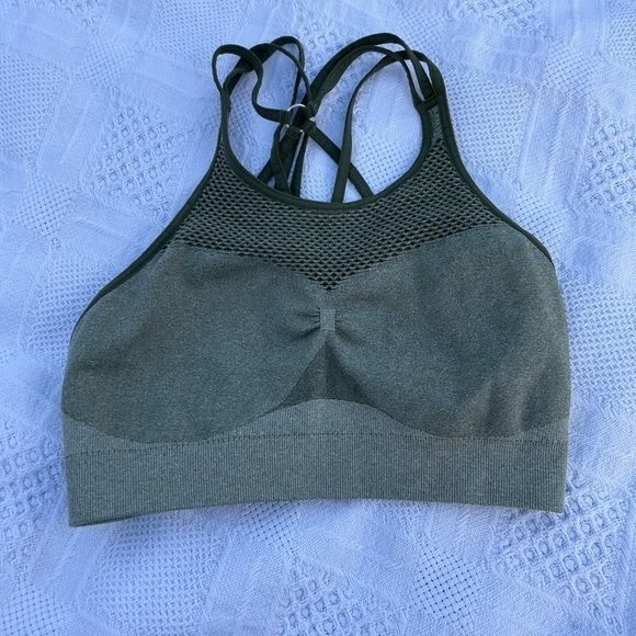 Bombshell Sportswear Green Strappy Back Sports Bra size M/L - Picture 2 of 6